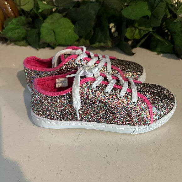 Multi-Color Glitter Sneakers With Pink Trim & White Laces Size 3 Plastic Upper C - Picture 8 of 8